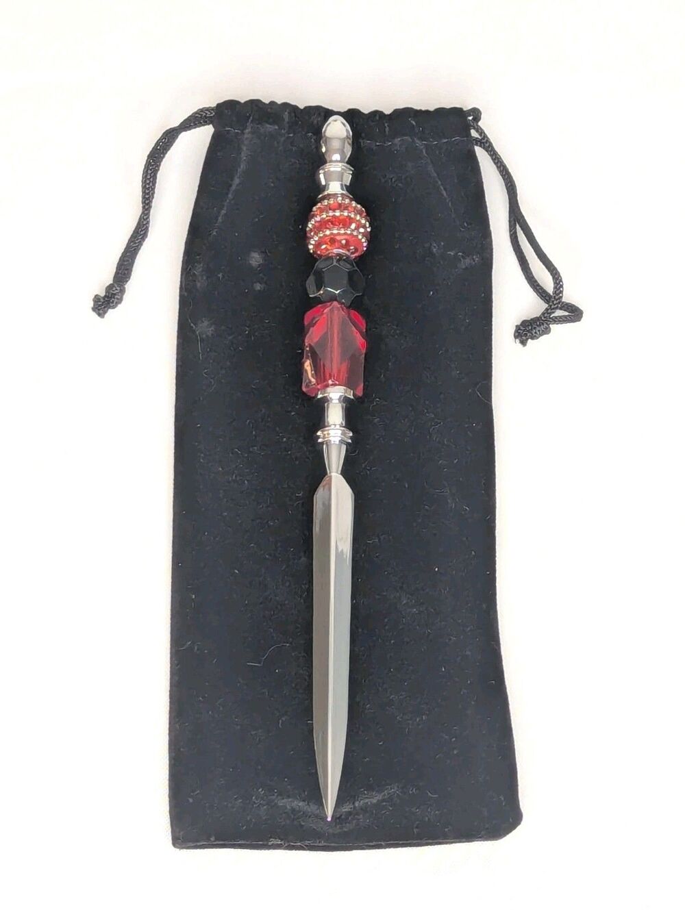 Letter Opener - Red, Black, Silver Handmade Gift Idea NEW
